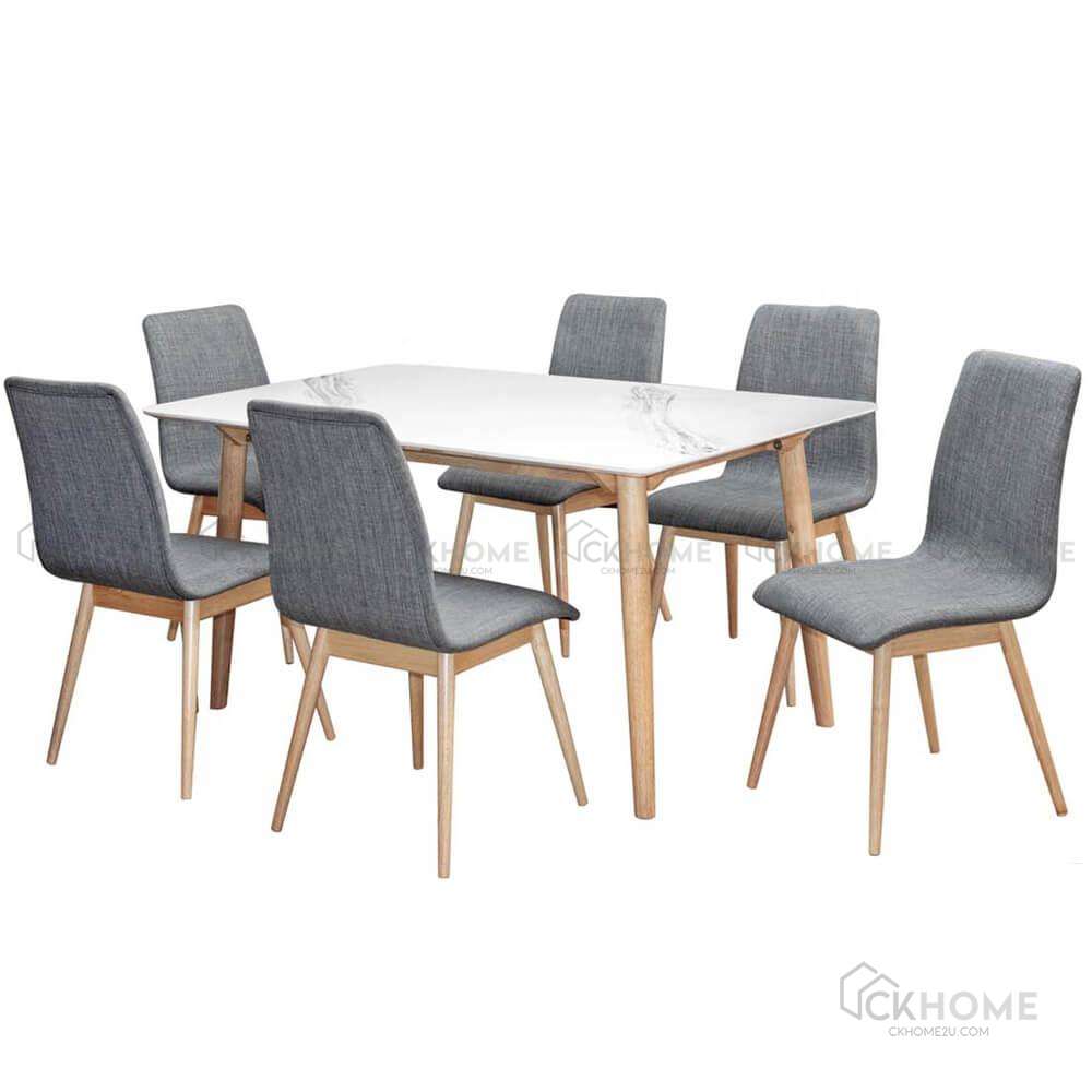 Vancouver-S Marble Dining Set 1+6
